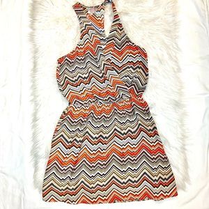 Parker Silk Chevron Racerback Dress Sz M
